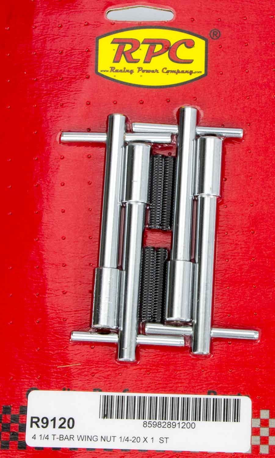 RACING POWER CO-PACKAGED 4-1/4in Chrome Wing Nuts 1 1/4in-20 4pk R9120
