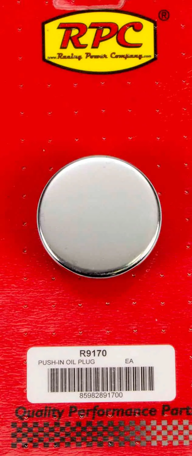 RACING POWER CO-PACKAGED Push In Oil Cap Plain Fits 1 1/4in Hold R9170