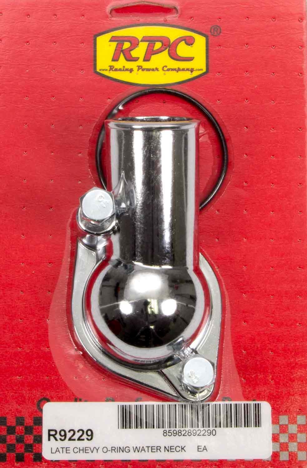 RACING POWER CO-PACKAGED 66-75 Chevy V8 Steel Water Neck Chrome R9229