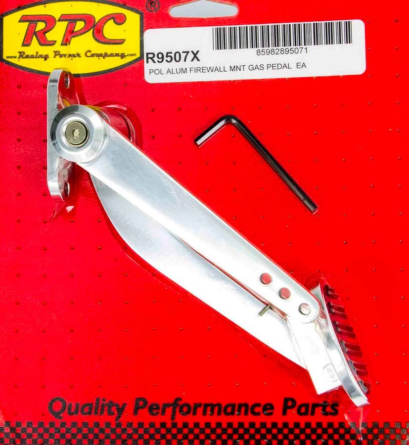 RACING POWER CO-PACKAGED Polished Alum Firewall Mount Gas Pedal R9507X