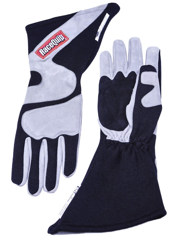 RACEQUIP Gloves Outseam Black/ Gray Medium SFI-5 358603RQP