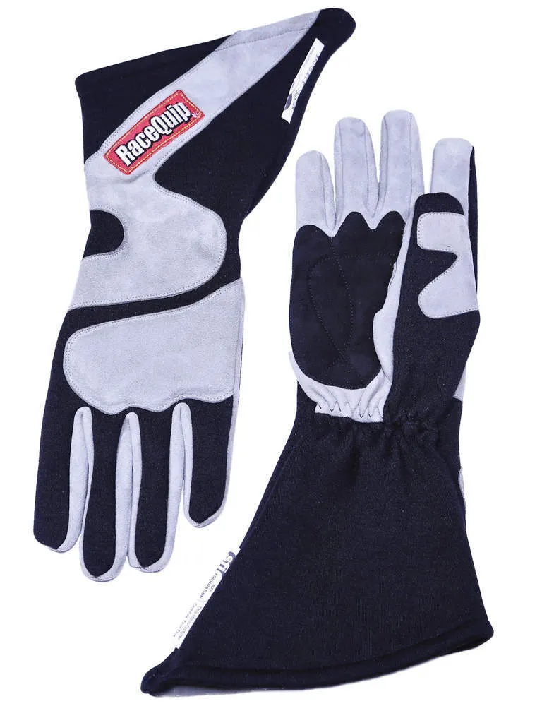 RACEQUIP Gloves Outseam Black/ Gray Medium SFI-5 358603RQP