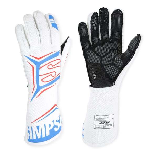 SIMPSON SAFETY Glove Magnata Large White / Blue SFI 3.5/5 MGLW