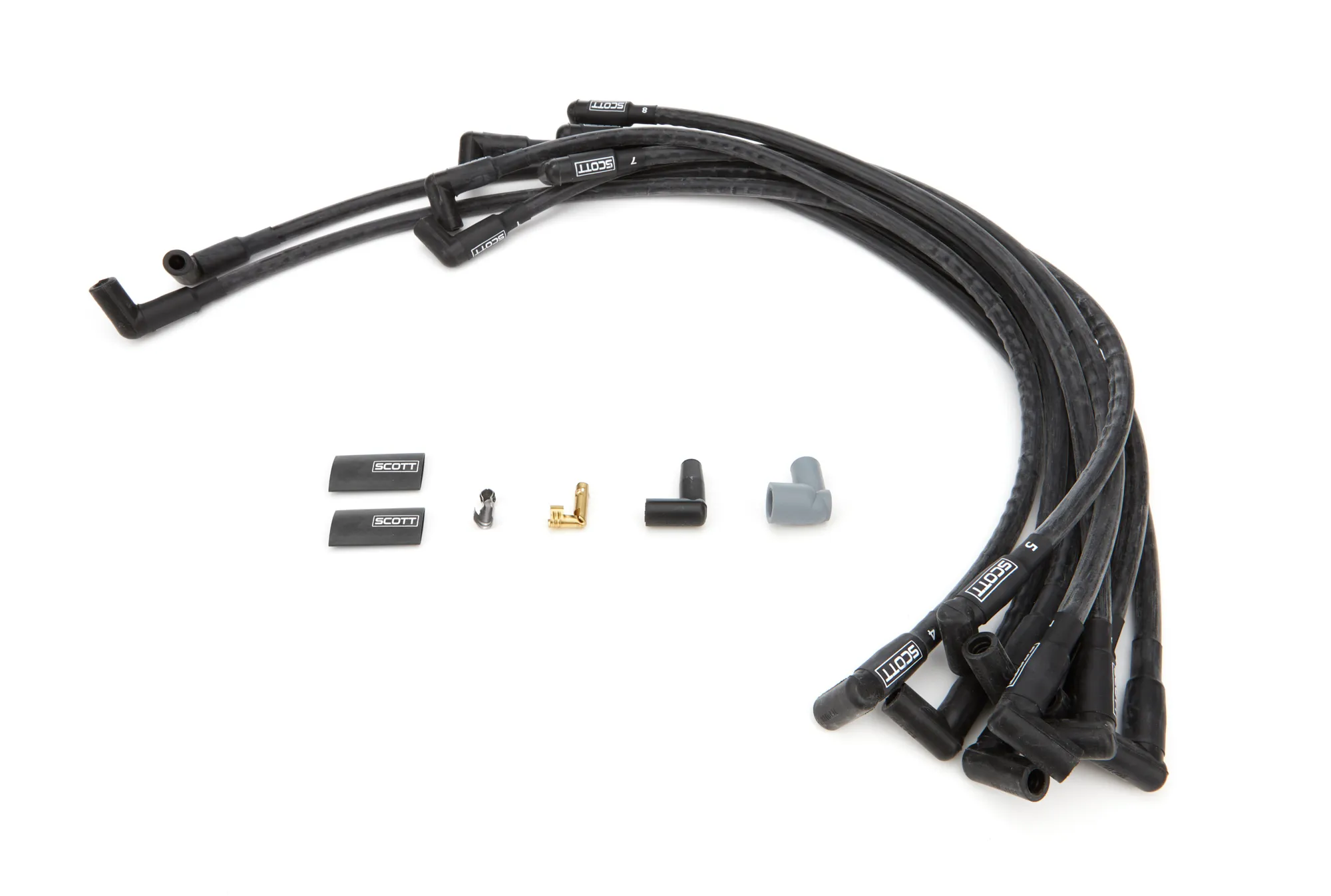 SCOTT PERFORMANCE SBC Spark Plug Wire Set 90-Degree - Black CH-402-1