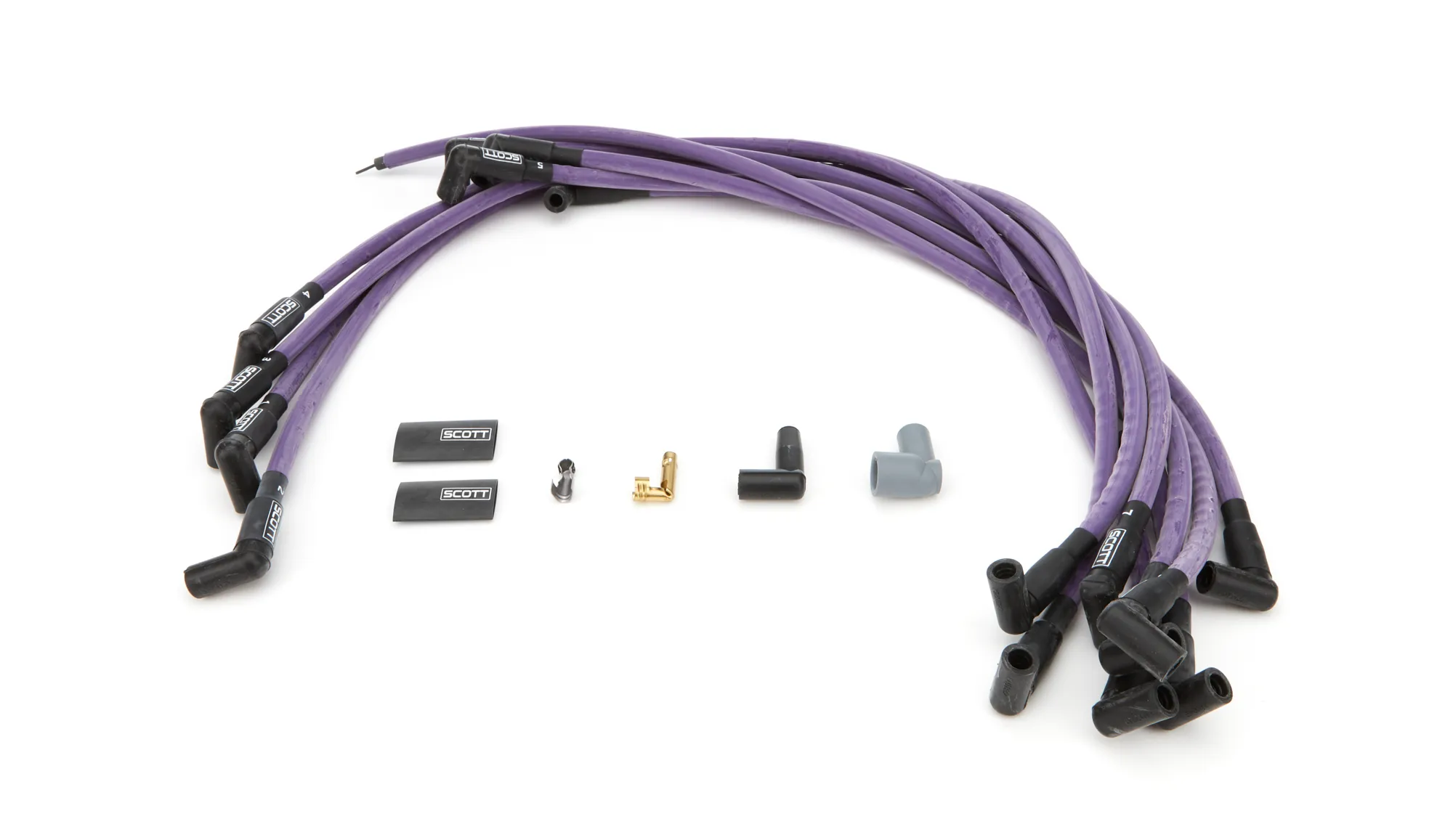 SCOTT PERFORMANCE SBC Spark Plug Wire Set 90-Degree - Purple CH-407-6