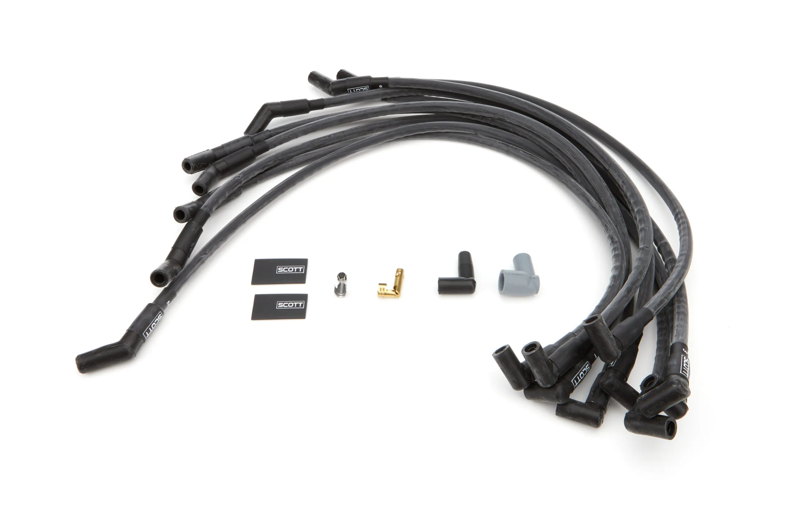 SCOTT PERFORMANCE BBC Spark Plug Wire Set 90-Degree - Black CH-415-1