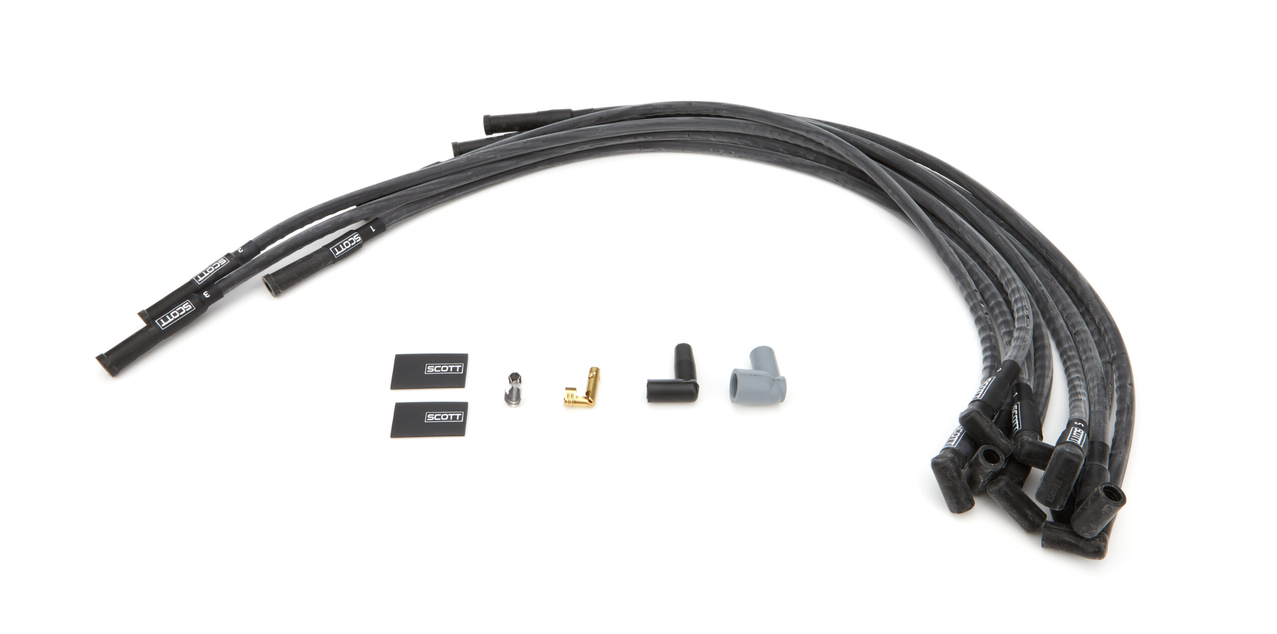 SCOTT PERFORMANCE SBC Spark Plug Wire Set 180-Degree - Black CH-421-1