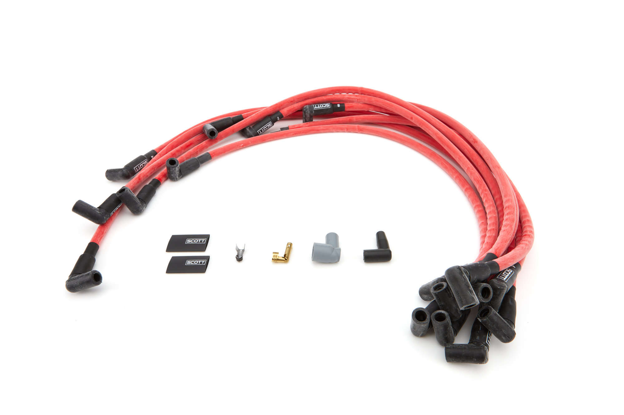 SCOTT PERFORMANCE BBC Spark Plug Wire Set 90-Degree - Red CH-516-2