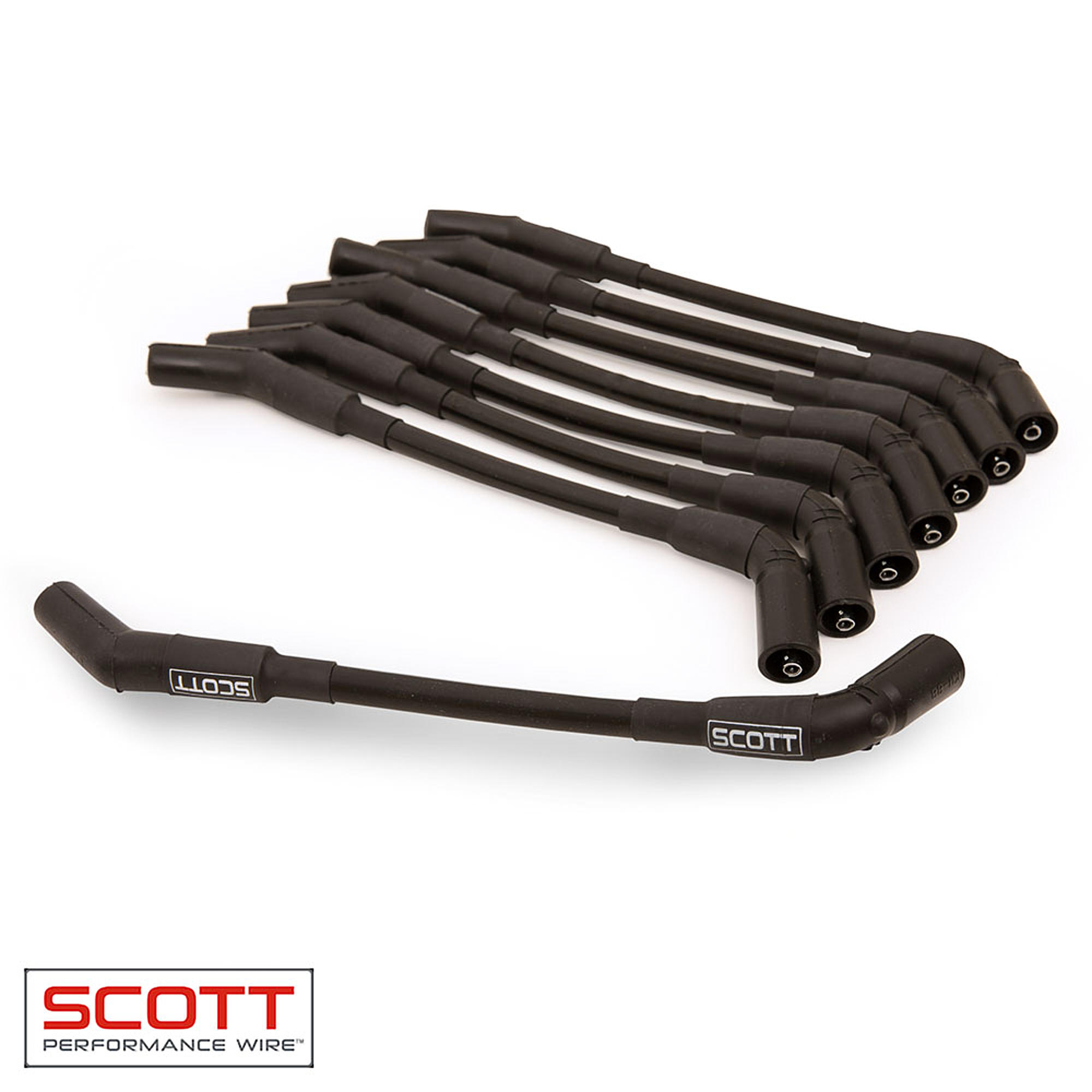 SCOTT PERFORMANCE GM LS Truck Spark Plug Wire Set 45-Deg - Black CH-LS-T-1