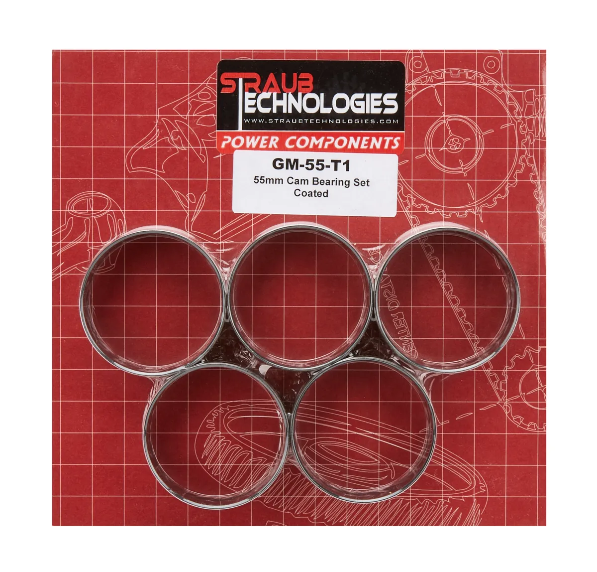 STRAUB TECHNOLOGIES INC. 55mm Babbit Cam Bearing Set -Coated w/1 Hole STRGM-55-T1