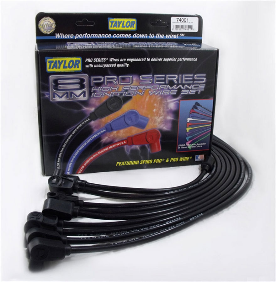 TAYLOR/VERTEX Spiro Pro Custom 8 Cyl Plug Wire Set Black 74001