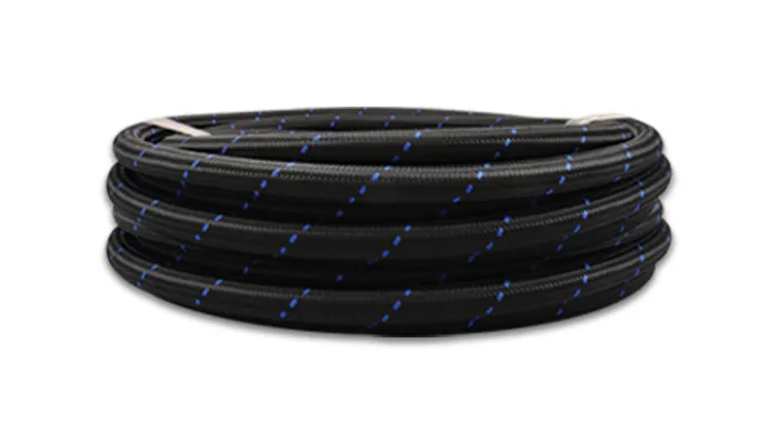 VIBRANT PERFORMANCE 10ft Roll -10 Black Blue Nylon Braided Flex Hose 11970B