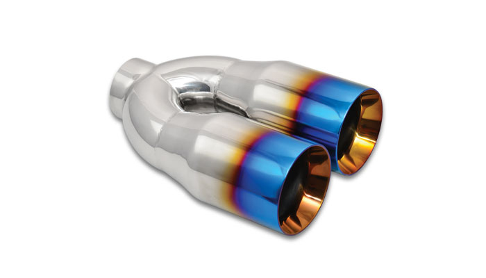 VIBRANT PERFORMANCE Dual 3.5in Round Stain less Tips 2.5in Inlet 1339B