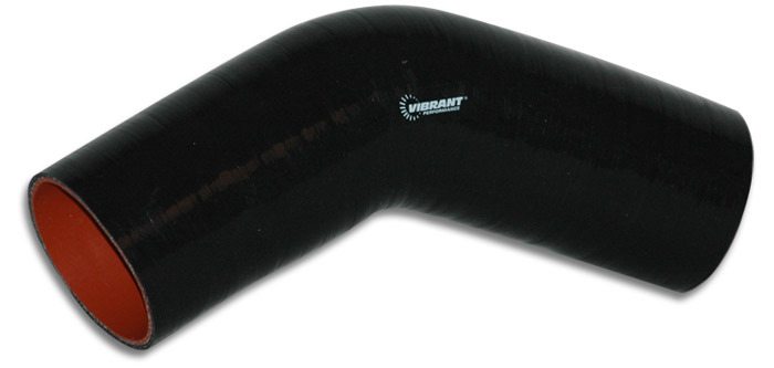 Vibrant 4 Ply Reinforced Silicone Elbow Connector - 4in I.D. - 45 deg. Elbow (BLACK)