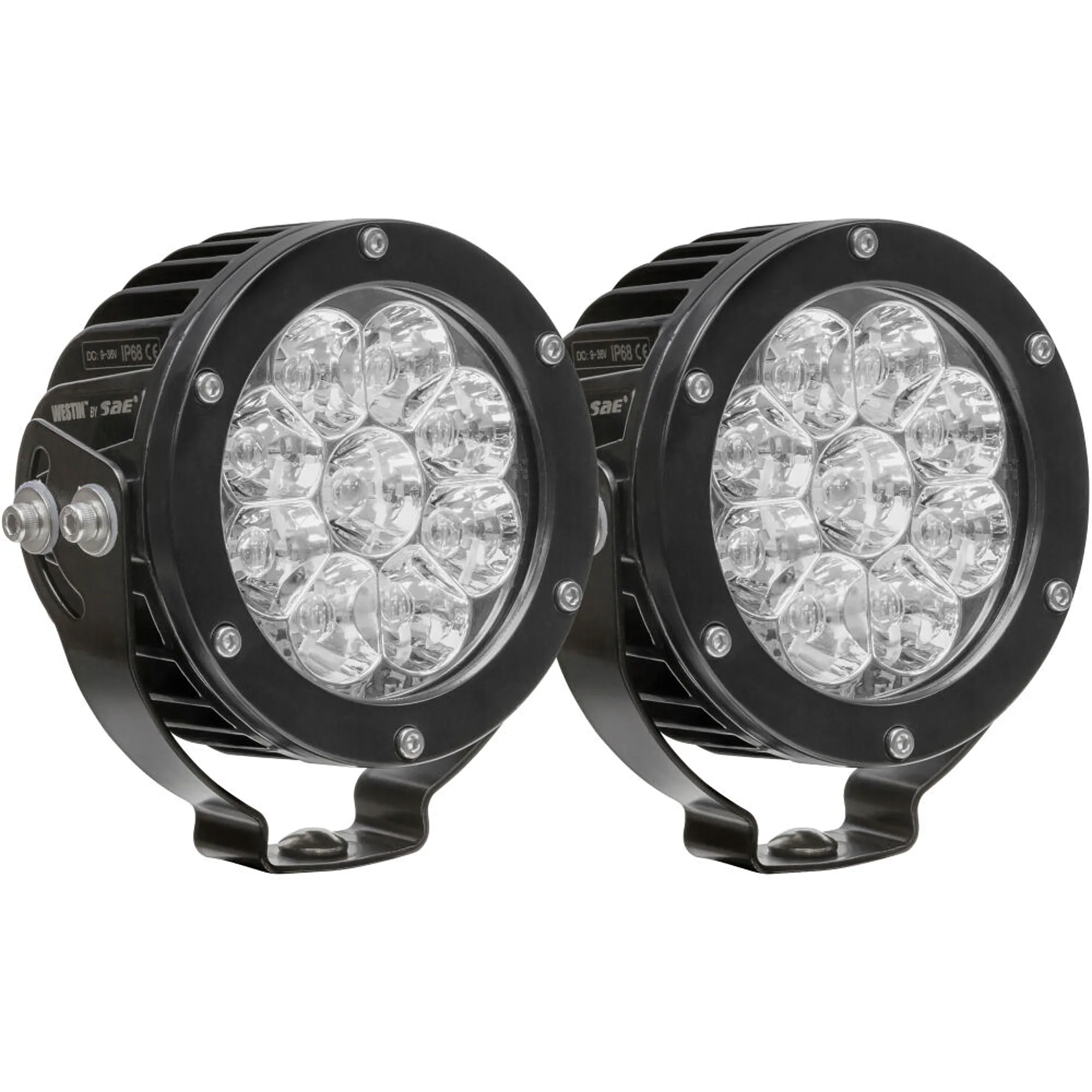 WESTIN Axis LED Auxiliary Light Round Flood Pattern Pair 09-12007B-PR