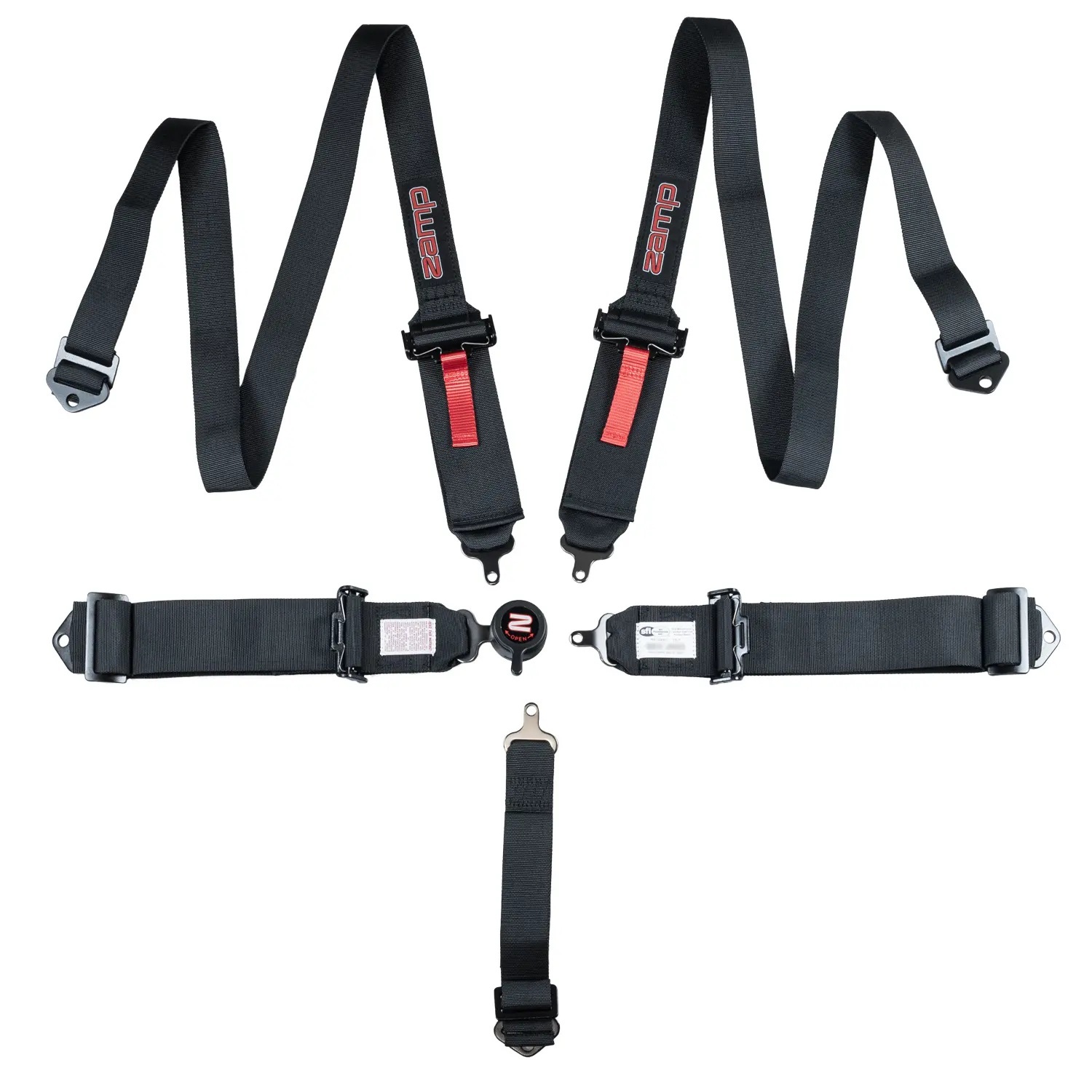 ZAMP Harness 5PT Black Cam L 2 In Shoulder SFI 16.1 HARN07S003