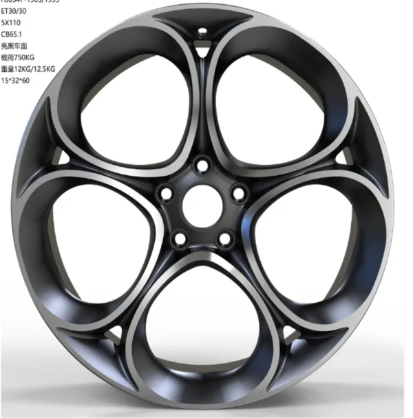M119390 Rim 19X9.5 WF Aftermarket Wheel ML0347-2 Black Machine Face 5X110/65.1, ET ...