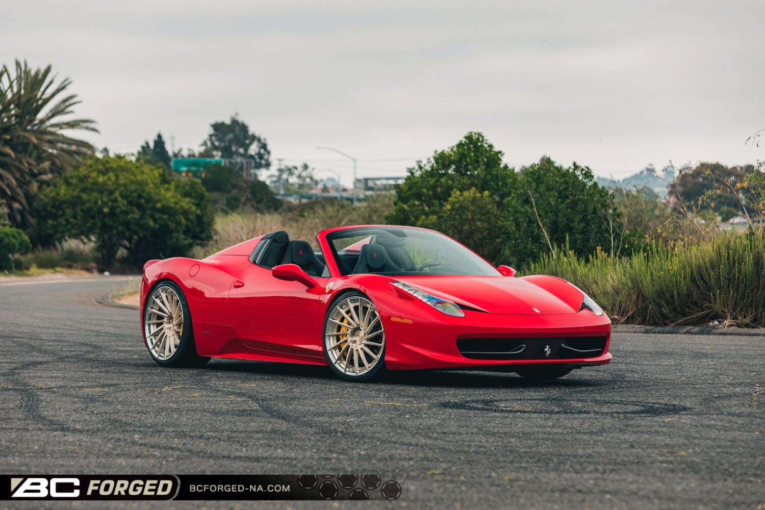 Ferrari 458 with 21×9.5 and 22×12.5-inch BC Forged HCA215
