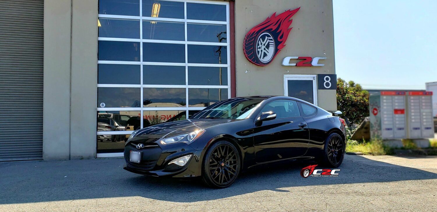 Hyundai Genesis Coupe with 20×8.5 and 20×10-inch Axe EX30