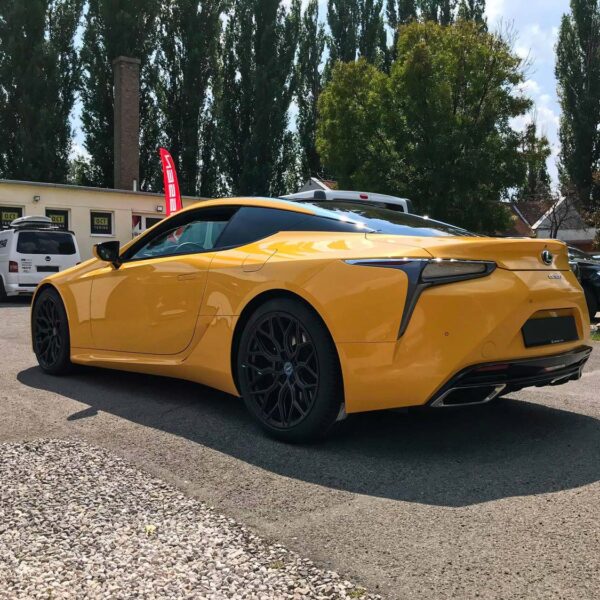 Lexus LC with 21×9.5 and 21×10.5-inch Vossen HF-2