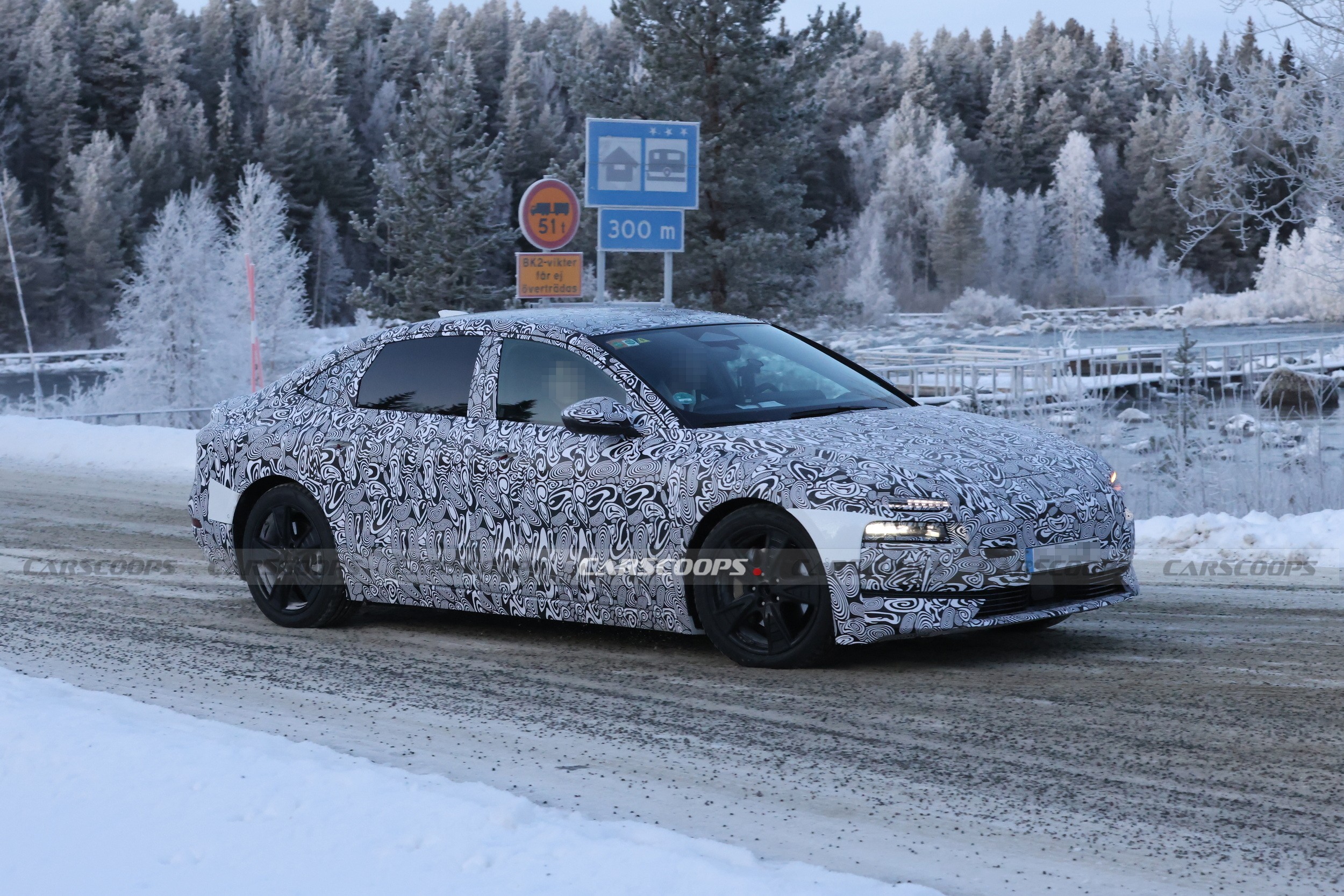 Audi A6L E-Tron spotted mid-turn