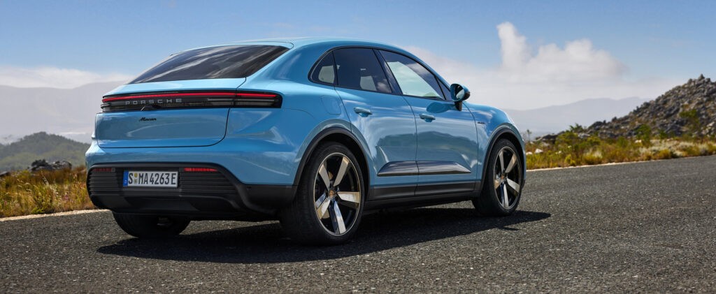 Porsche Macan EV front view with dynamic styling