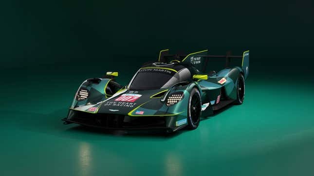 The No. 007 Aston Martin Valkyrie AMR-LMH in motion on the track