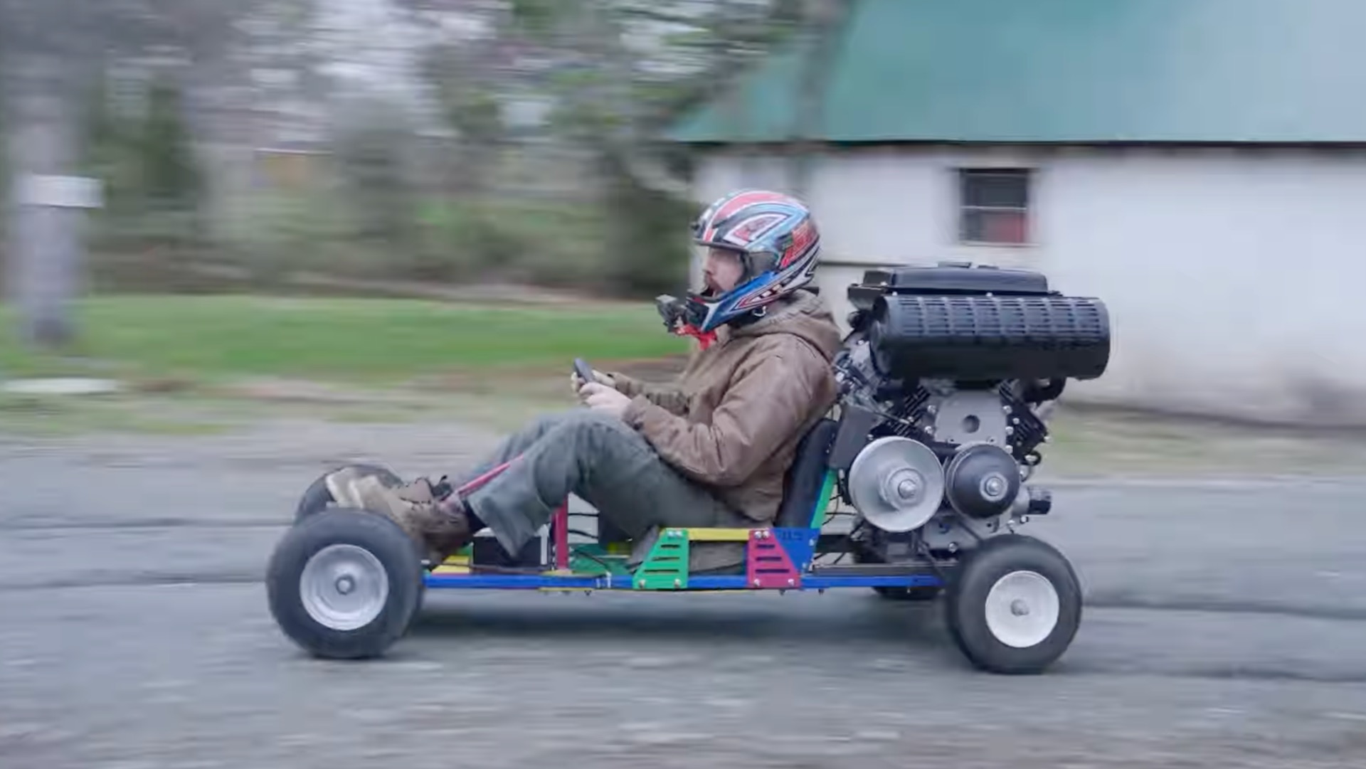 A $2,000 Chinese Diesel V-Twin in a Go-Kart Is Chaos