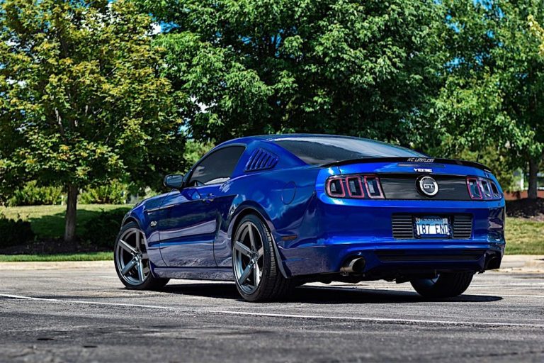 Ford Mustang S197 Blue with American Racing AR920 Blockhead Aftermarket ...