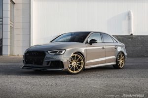 Audi RS3 8V Sedan Nardo Grey with Gold mbDESIGN MF1 Aftermarket Wheels ...