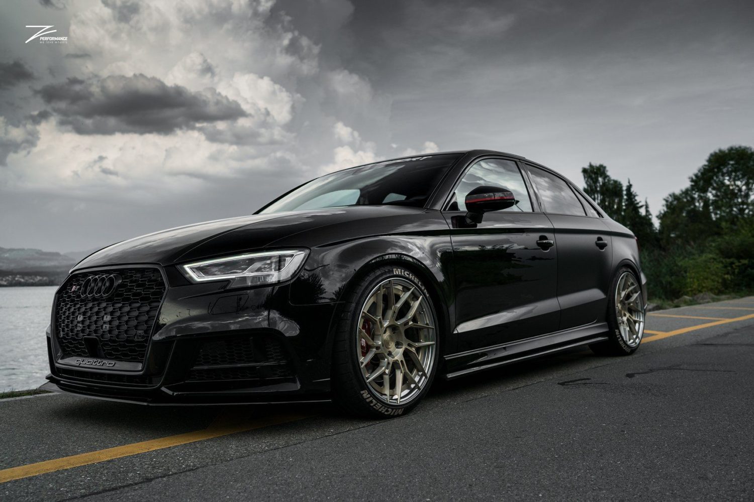 Audi S3 8V Black with Z Performance ZP.FORGED 5 Aftermarket Wheels ...