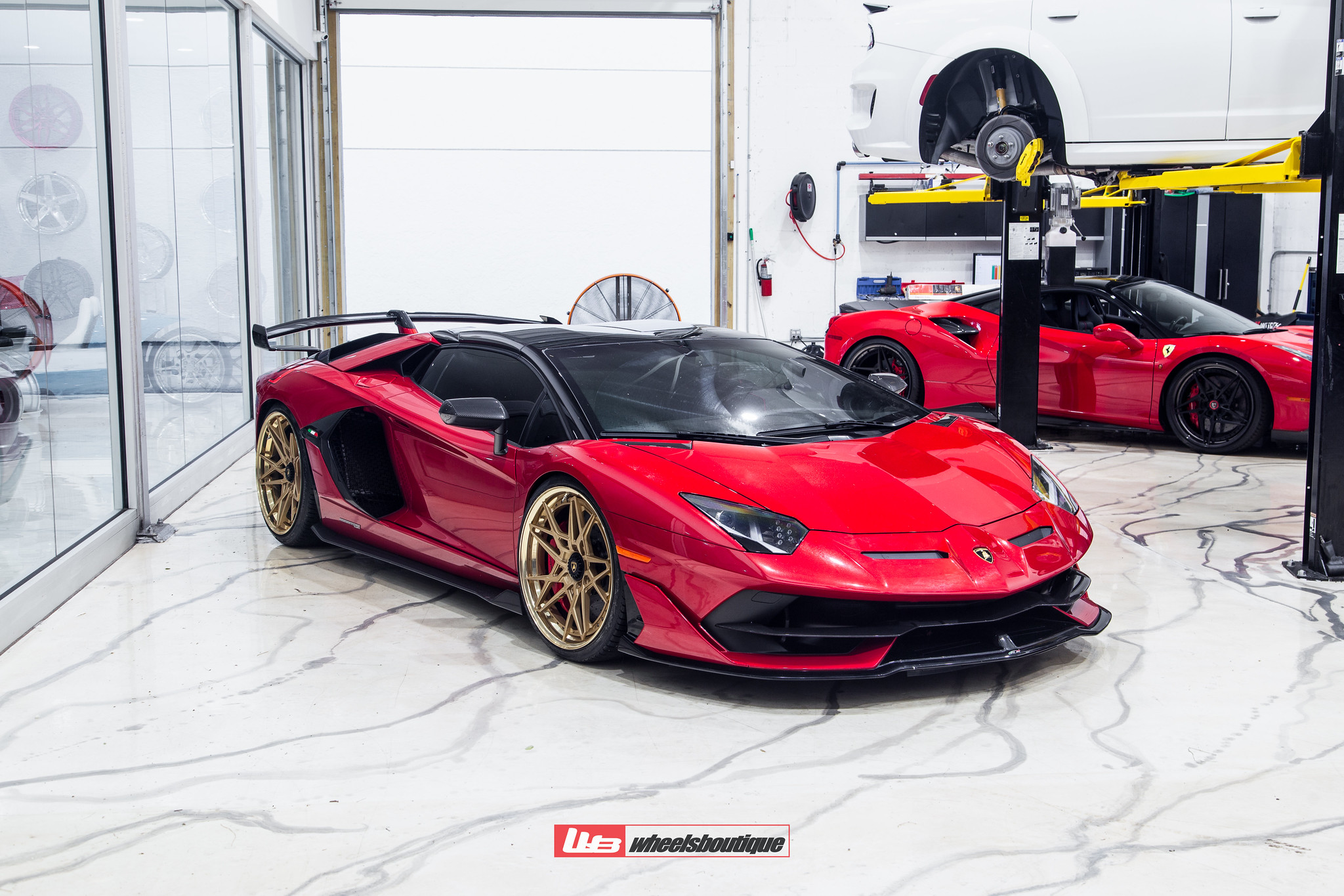Lamborghini Aventador Svj Roadster Red With Gold Anrky S3 X2 Wheel Front
