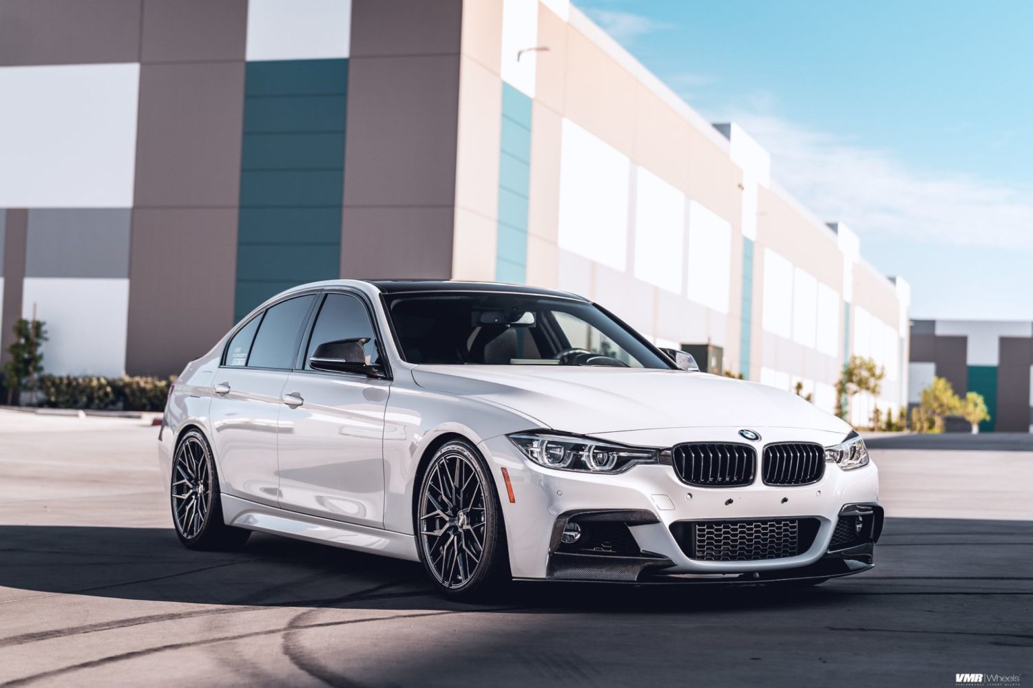 BMW 3 series 340i F30 White with VMR V802 Aftermarket Wheels Wheel ...