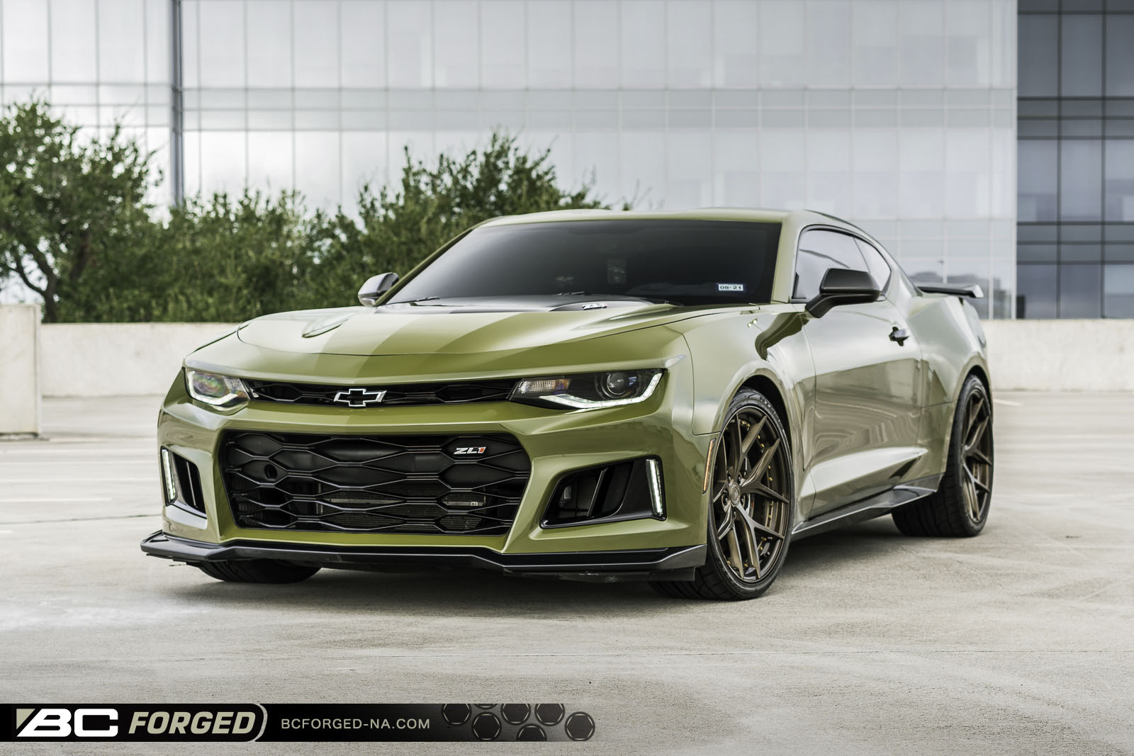 Chevrolet Camaro Zl1 6th Gen Army Green Bc Forged Hcs21s Wheel Front