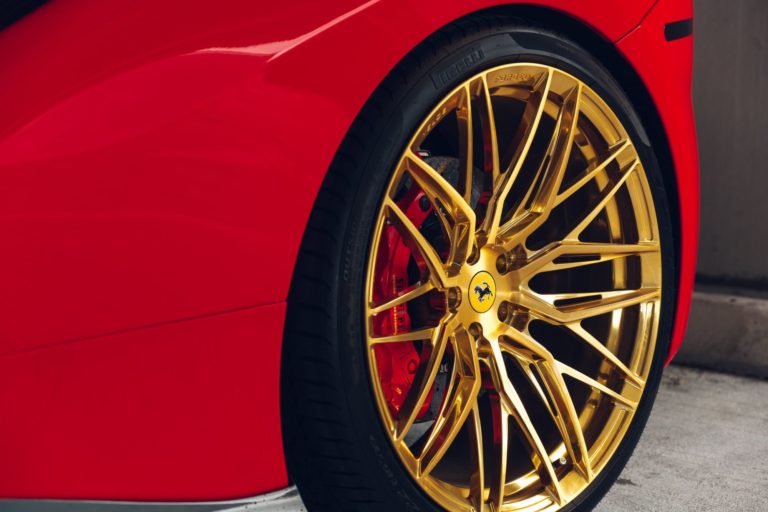 Ferrari 488 GTB Red with Gold Velos VXS00 1PC Aftermarket Wheels Wheel ...