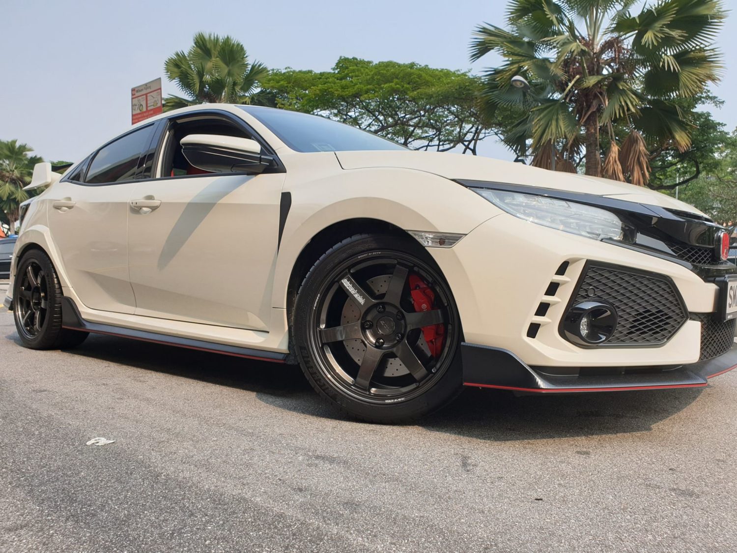 Honda Civic Type-R FK8 White with Rays Volk TE37 SAGA Aftermarket ...