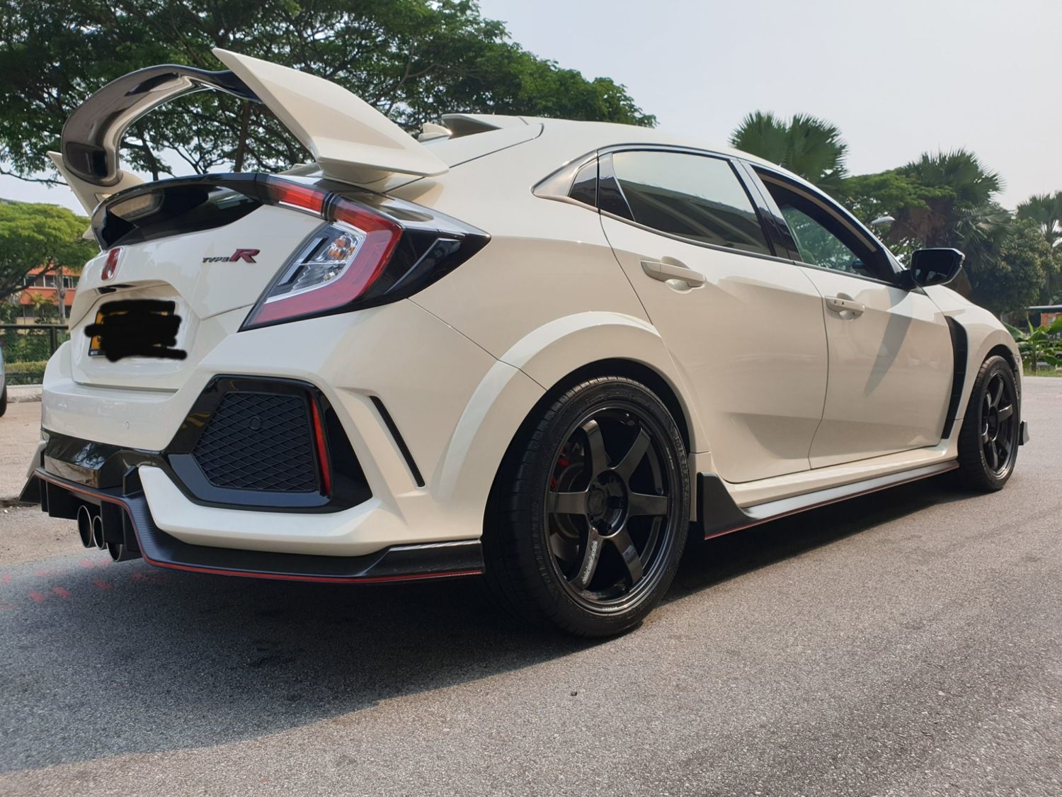 Honda Civic Type-R FK8 White with Rays Volk TE37 SAGA Aftermarket ...