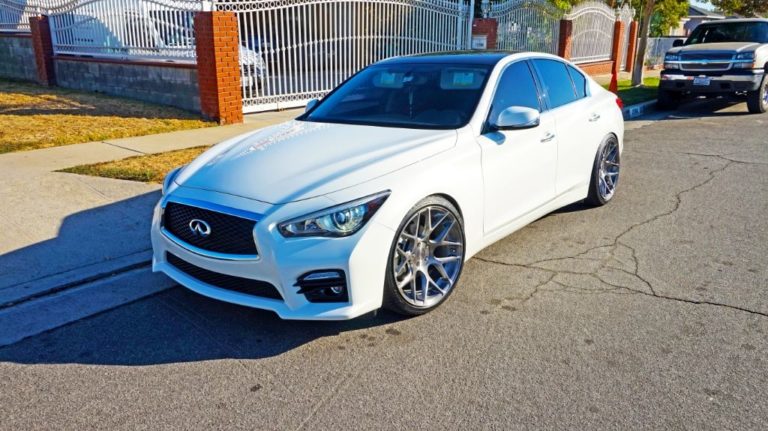 Infiniti Q50 White with Avant Garde M590 Aftermarket Wheels Wheel ...