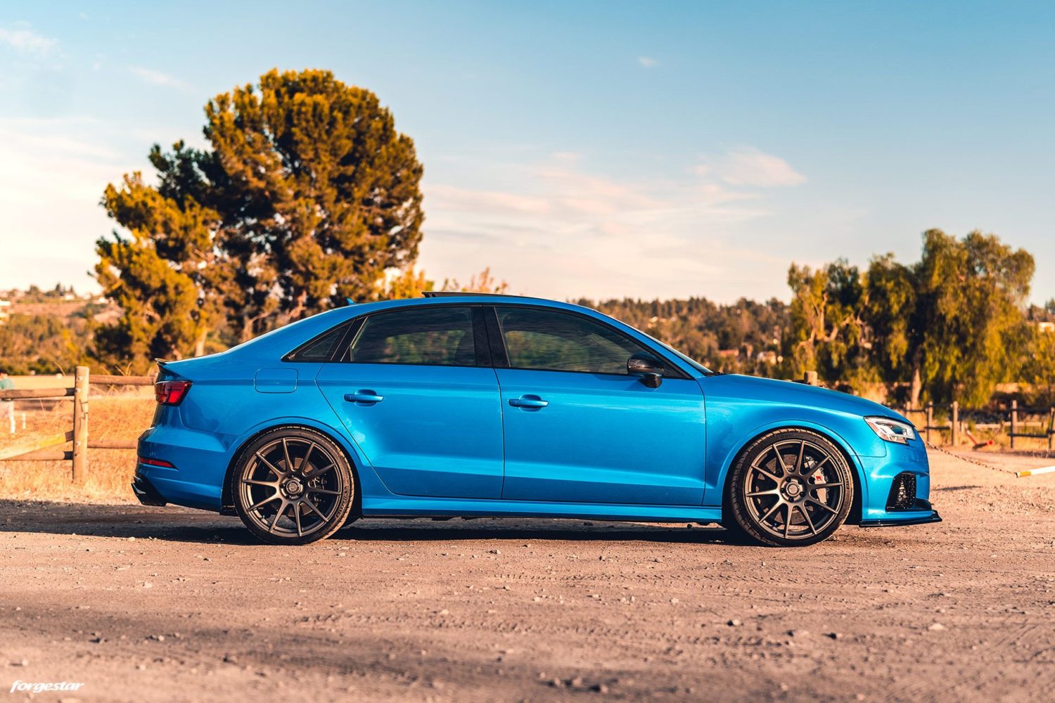 Audi RS3 8V Sedan Blue with Forgestar CF10 Aftermarket Wheels Wheel