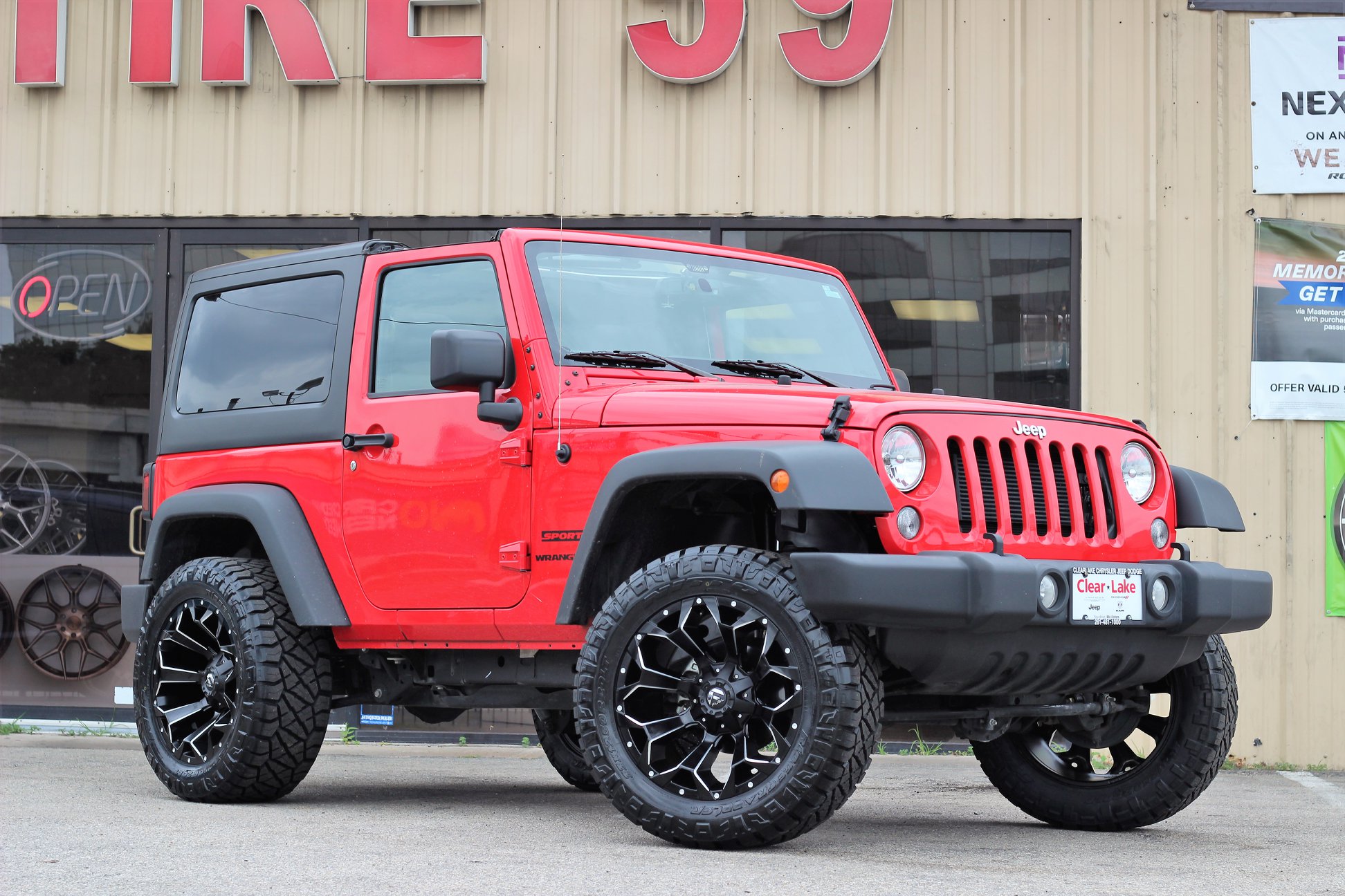 Red Jeep Wrangler With Red Rims