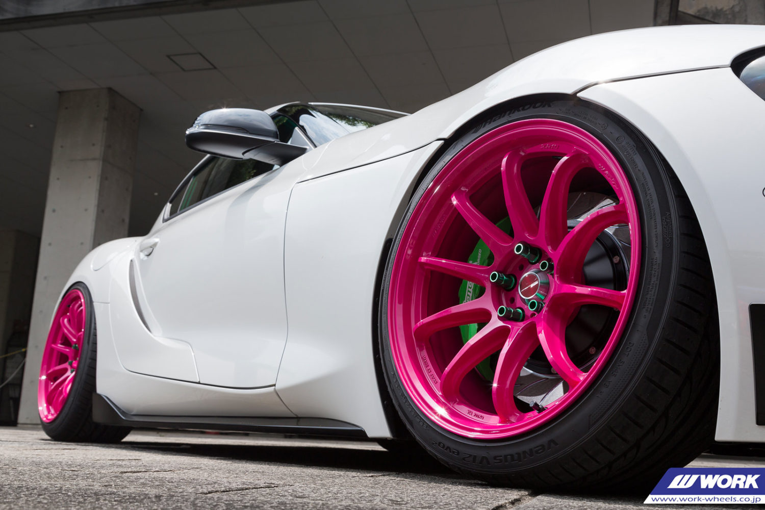 Toyota Supra Gr A90 White With Pink Work Emotion Zr10 Wheel Wheel Front