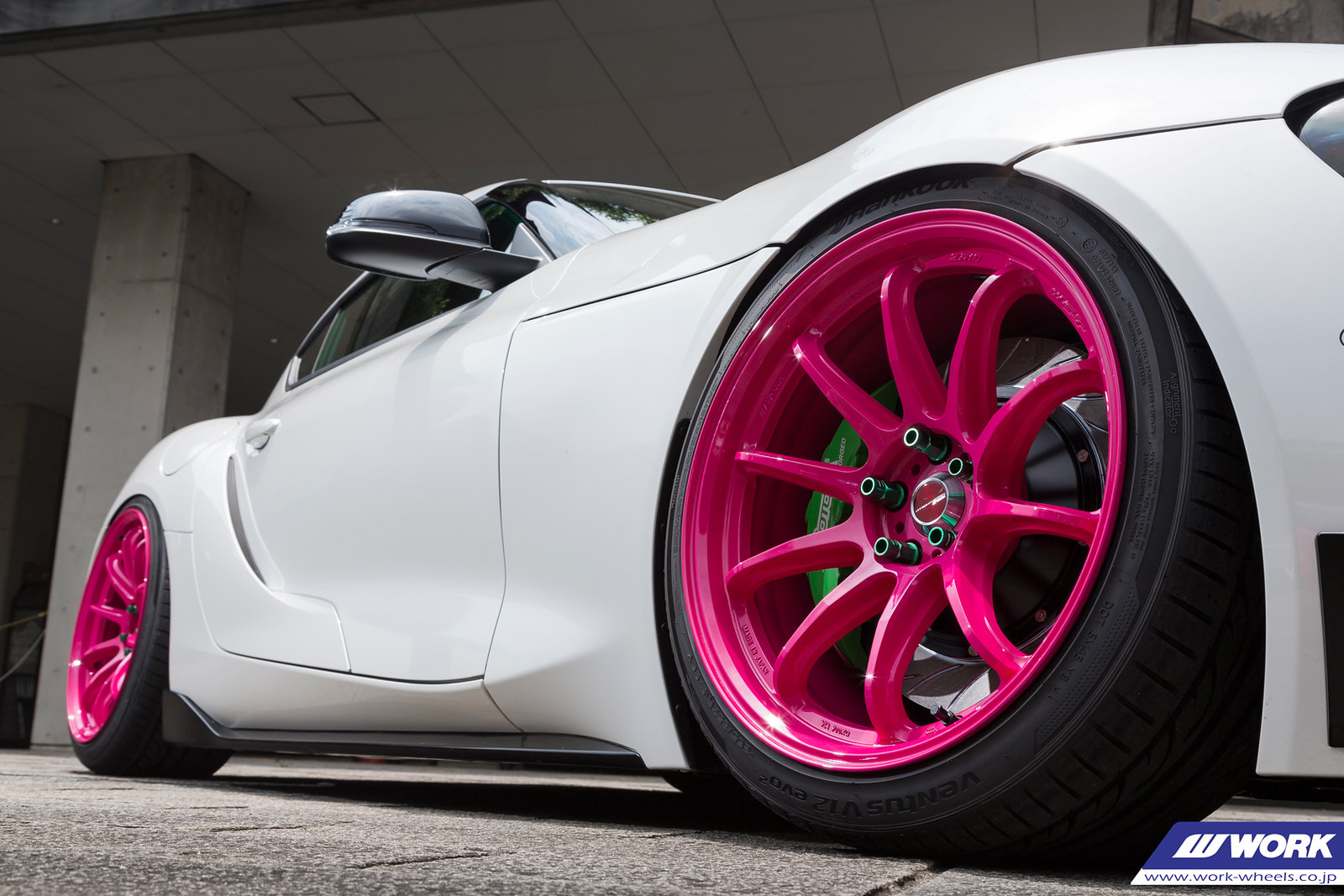 Toyota Supra Gr A90 White With Pink Work Emotion Zr10 Wheel Front