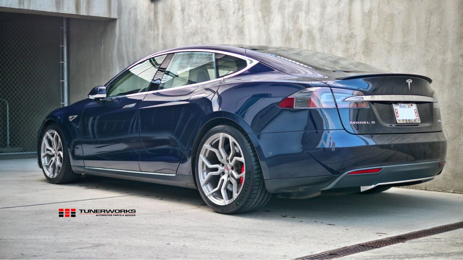 Model S Rims Tesla Model S Blue with Vossen HC-3 Aftermarket Wheels