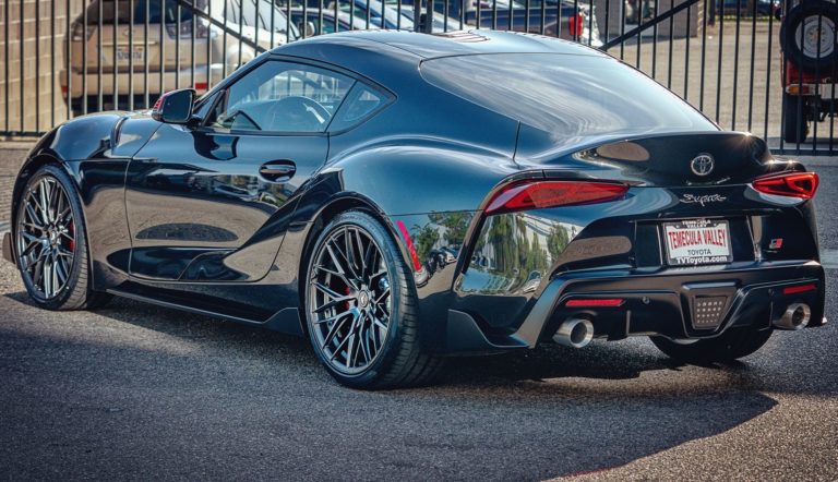 Toyota Supra GR Black with Vorsteiner V-FF 107 Aftermarket Wheels Wheel ...